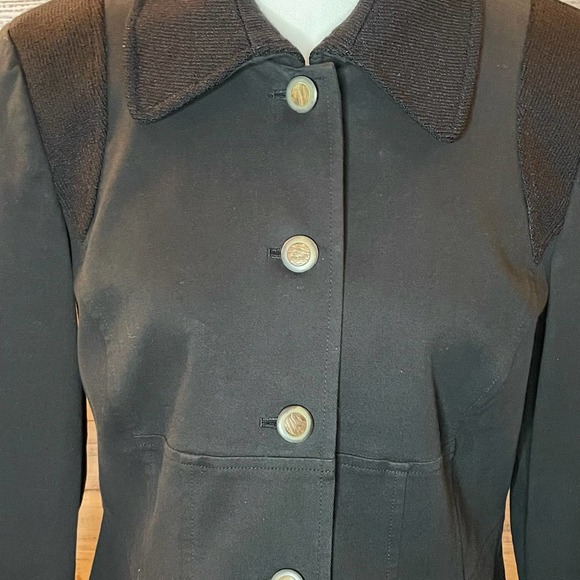 St. John Sport Woman's Black Button Up Military Peacoat Blazer Size Small - Picture 5 of 9